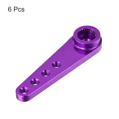 MECCANIXITY 6 Pcs Aluminum Servo Horn Long 25T 25 Teeth Steering Arm 37mm Length Purple Suitable for DIY RC Car/Boat/Airplanes Boat Model Accessories - color: Purple