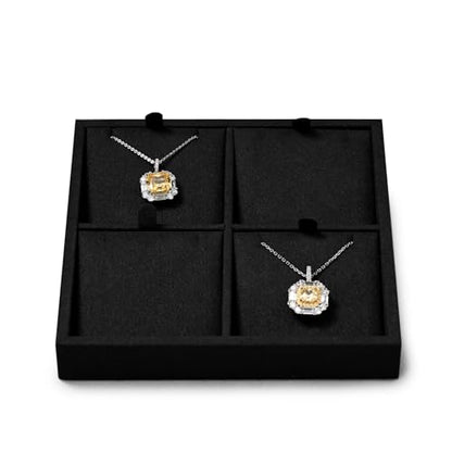 Oirlv Black Microfiber Jewelry Pendant Display Tray | Soft Black Microfiber Material, 5.51"X5.51"X0.79" with 4 Pendant Slots, Elegant Black Finish, Perfect for Pendants and Charms - style: P13711