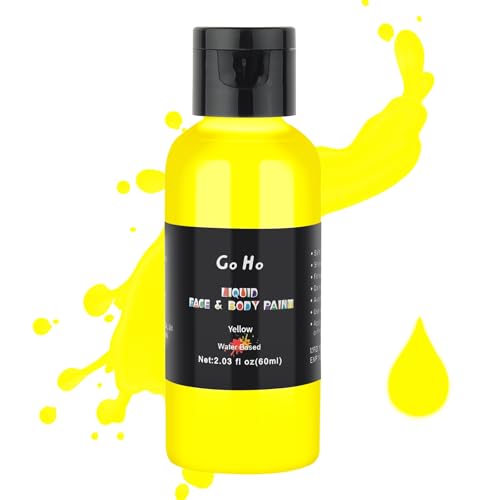 Go Ho Yellow Face Body Paint(2.1 oz),Yellow Makeup Water Based Face Paint and Body Paint for Airbrush Makeup, Special FX, Cosplay, and Halloween Make up - color: Yellow
