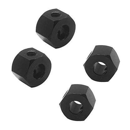 4Pack 12mm Metal Wheel Hex Hub Adapter Connector Compatible with WPL B14K C-14 C-24 1/16 MN-D90 MN-D90K MN45 MN99 1/12 RC Car Truck (Black) - color: Black
