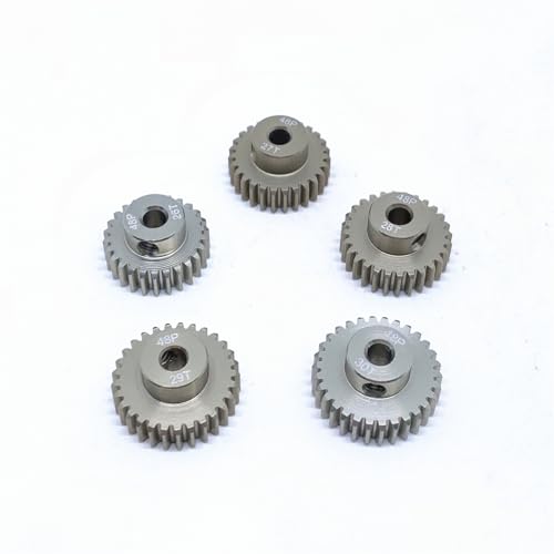 KingVal Replacement 5PCS 48DP 3.175mm 26T 27T 28T 29T 30T Aluminium Pinion Motor Gear Combo Compatible with 1/10 RC Car Brushed Brushless Motor - size: 26-30T
