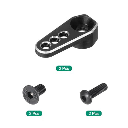 MECCANIXITY Aluminum Alloy 1/18 25T Steering Servo Arm Horn Black for DIY RC Car/Boat/Airplane Boat Accessories 2 Pcs - color: Black