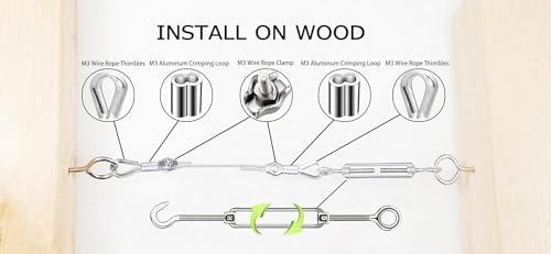 1/8" Stainless Steel Cable,1/8" Wire Rope,M5 Turnbuckle Kit,165FT Wire Tensioner for String Light Hanging Kit,Aircraft Cable,Guy Wire,Stainless Steel Wire Rope Kit - size: 50M Wire Rope