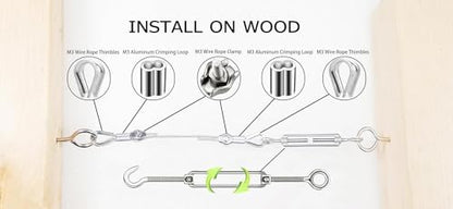 1/8" Stainless Steel Cable,1/8" Wire Rope,M5 Turnbuckle Kit,165FT Wire Tensioner for String Light Hanging Kit,Aircraft Cable,Guy Wire,Stainless Steel Wire Rope Kit - size: 50M Wire Rope
