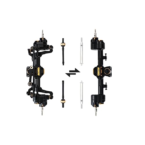 RCAWD Fourth Version Brass SCX24 Portal Axles, Wide Axle, Highly Rigid Driveshaft, Thickened Screws for Axial 1/24 SCX24 Series Front Rear Portal Axle Upgrades Parts Black - color: Front & Rear Black