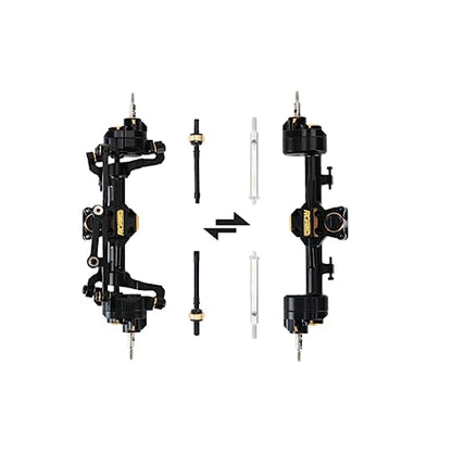 RCAWD Fourth Version Brass SCX24 Portal Axles, Wide Axle, Highly Rigid Driveshaft, Thickened Screws for Axial 1/24 SCX24 Series Front Rear Portal Axle Upgrades Parts Black - color: Front & Rear Black