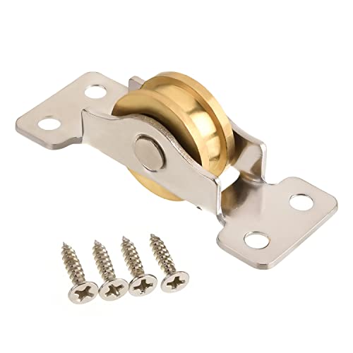 Heyiarbeit Copper Single Wheel 1" / 26mm Dia Stainless Steel Electroplating Sliding Door Window Pulley Stainless Steel Shell Silver and Gold Tone - color: Silver&Gold, size: 1" / 26mm Dia