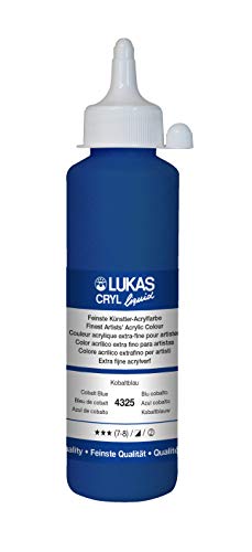 Lukas Cryl Liquid Soft Body Acrylic Paints for Painting - Professional Low Viscosity - 250 ml Bottle Cobalt Blue - color: Cobalt Blue