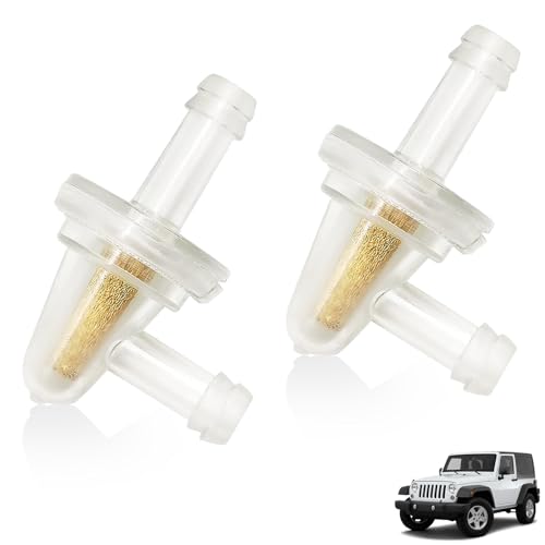 2 Pcs Universal 90 Degree Inline Fuel Filter for 1/4" Fuel Line, Small Engine Motorcycle, ATV, Scooter, Bike & Quads (Pack of 2)