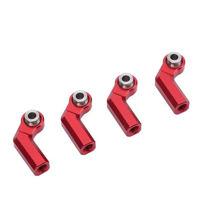 4PCS RC Link Rod Ends M4 Curved CW Alloy 7mm Ball Head Set Steering Upgrade Replacement Parts for 1/10 Scale Model Cars with Clockwise Thread Design Enhanced Performance (Red) - color: Red