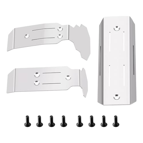 LSG Chassis Armor Guard Skid Plate Protectior for 1/16 Tra-xxas Mini Maxx | Stainless Steel Front Rear Center Armor Plates, Heavy Duty RC Car Upgrade Accessories