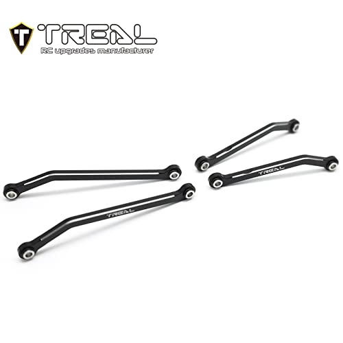 Treal Aluminum 7075 High Clearance Links Set (4pcs) Chassis Lower Links Compatible with TRX4M 1/18 RC Crawler (Black) - color: Black