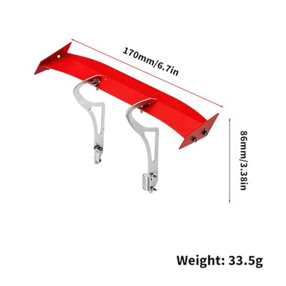 RC Spoiler, Red Aluminum Rear Wing for 1/10 On Road Car | Fits many 1/10 on-road/drift/touring RC body shells; 170 mm wide, 86 mm tall, DIY mounting required