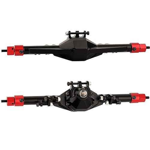 CNC Metal Front and Rear Straight Complete Axle for 1/10 Axial SCX10 II 90046 90047 RC Crawler Car New Upgrade Parts (Red) - color: Red