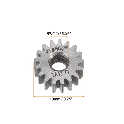HARFINGTON Straight Spur Gear 6mm Bore 17T Mod-1 Hardened 45# Steel Spur Diff Differential Motor Gear RC Car Replacement Parts - style: 17T