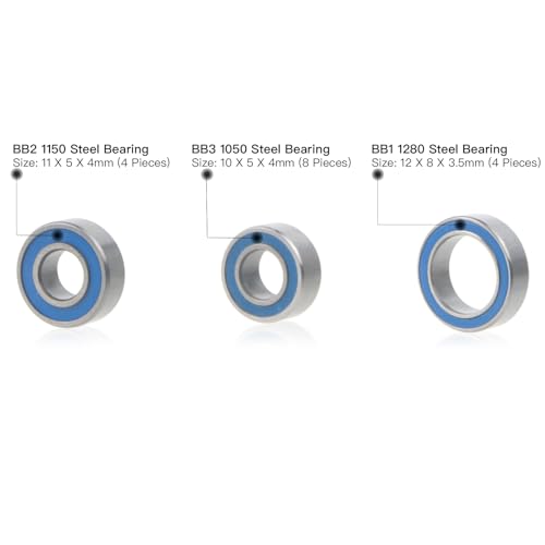 16Pcs Steel Rubber Sealed Ball Bearing Kit for Tamiya TT-02 Chassis RC On-Road Car Upgrade Accessories
