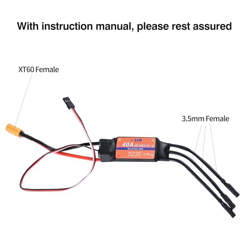 D2836 1100KV High Thrust Fixed Wing RC Airplane Kit | Brushless Motor, 40A BLHeli_S ESC with 5V/3A UBEC, 1045 Propeller, For Trainer, FPV and Sport Aircraft