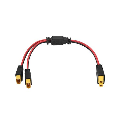 XT60 Parallel Battery Connector Cable, 12AWG XT60 Y Splitter Adapter Cable | XT60 RC Lithium Paralle Power Cord 1FT, 1 Female to 2 Male Y Splitter Adapter Cable, Plug and Play, for RC Multicopter - style: XT60 Splitter Cable 1 Female to 2 Male