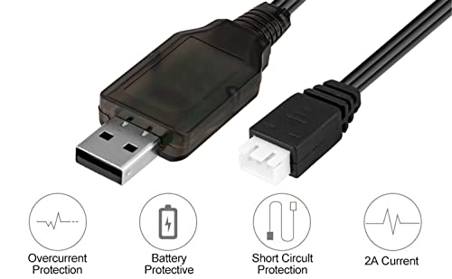 Universal RC Battery Charger Cable with XH3 Pin Connector Plug for 7.4V 2S Lipo Battery, Compatible RC Car/RC Boat/RC Plane/RC Drone/RC Tank/RC Helicopters and Other Remote Control Toys