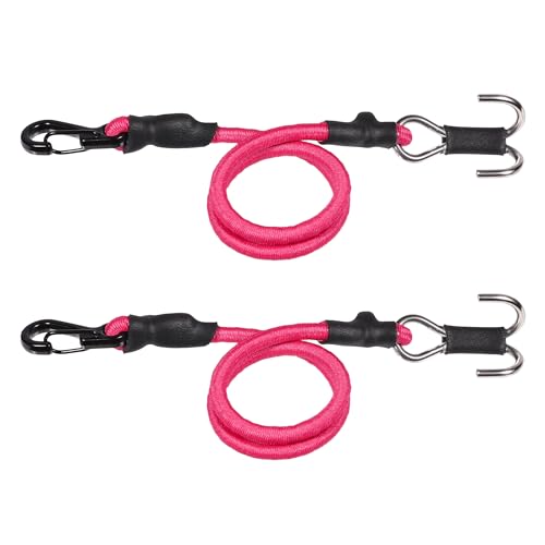 2pcs 280mm Elastic Strap Escape Rope Kinetic Winch Strap with Rescue Trailer Hook for 1/18 1/24 RC Crawler Car TRX4M High Trail SCX24 FCX24 (Red) - color: Red