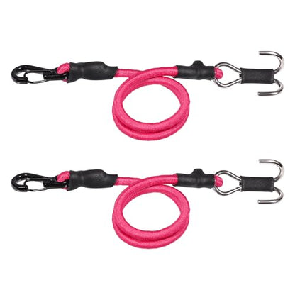 2pcs 280mm Elastic Strap Escape Rope Kinetic Winch Strap with Rescue Trailer Hook for 1/18 1/24 RC Crawler Car TRX4M High Trail SCX24 FCX24 (Red) - color: Red