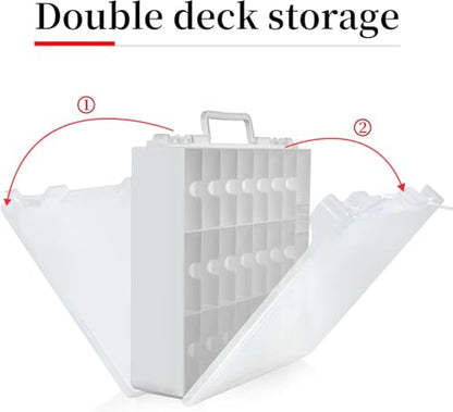 FULLCASE Toys Organizer Storage Compatible with Hot Wheels Car, Container for Matchbox Cars, Mini Toy, Small Dolls, Double Sided Carrying Box for Hotwheels - 48 Compartments (Case Only) White | Double-Sided Access, Adjustable Dividers and Carry Handle for