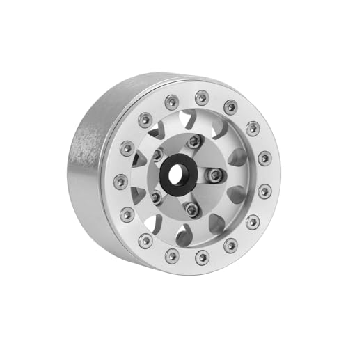 4PCS 1.55 Inch Aluminum Alloy Metal Beadlock Wheel Rim Hubs Replacement Accessory for AX90069 D90 TF2 CC01 Tamiya 1/10 RC Crawler Car Upgrade Parts(10Holes-Silver) - color: 10holes-silver