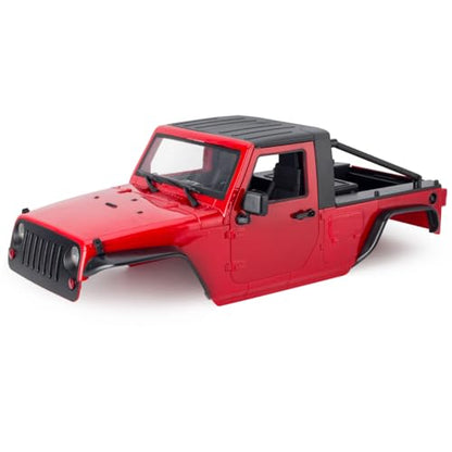 313mm Wheelbase Hard Plastic Pickup Body Shell Unassembled Kit for 1/10 RC Crawler Car Axial SCX10 90046 Jeep Wrangler (Red) - color: Red