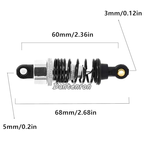 4Pack RC Car 102004 Adjustable Shock Absorber Damper Upgrade Parts Replacement Accessory 68mm For 1/10 RC On Road Drift Rally Car HSP 94102 94122 HPI Losi Axial Tamiya Redcat (Silvery) - color: Silvery