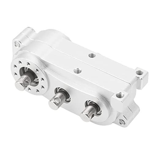 ZAWELYIO 2 Speed Gear Box Transfer Case for Axial SCX10 1/10 Scale Crawlers - 313mm WB CNC Machined with Dual Ratio Output (Silver) - color: Silver