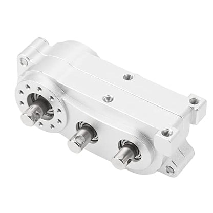 ZAWELYIO 2 Speed Gear Box Transfer Case for Axial SCX10 1/10 Scale Crawlers - 313mm WB CNC Machined with Dual Ratio Output (Silver) - color: Silver