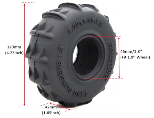 120mm Tall RC Sand Slingers 1.9 Tires 4-Pack for 1/10 TRX4 SCX10 | off-road tires with foam insert, designed for sand and snow terrain, replacement upgrade for 1/10 RC crawler trucks - style: 120mm Tall - 1.9 Sand Slingers tires