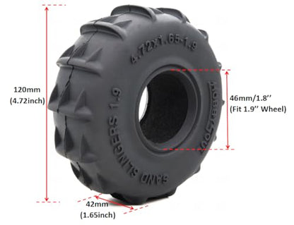 120mm Tall RC Sand Slingers 1.9 Tires 4-Pack for 1/10 TRX4 SCX10 | off-road tires with foam insert, designed for sand and snow terrain, replacement upgrade for 1/10 RC crawler trucks - style: 120mm Tall - 1.9 Sand Slingers tires