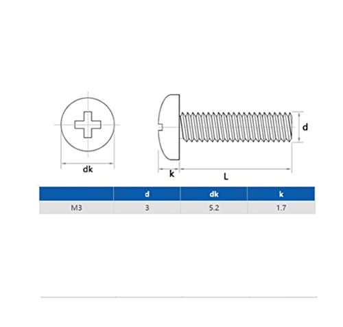 cSeao 420pcs M3 x 6mm / 8mm/ 10mm/ 12mm/ 16mm/ 20mm Pan Head Machine Screws Washers Hex Nuts Assortment Kit, Phillips Drive, 304 Stainless Steel - size: M3