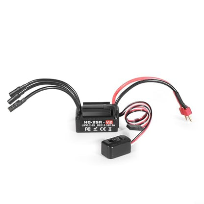 HG35A 35A Waterproof Brushless ESC for 1/18 Scale RC Cars, Trucks, and Buggies with External Programming Port and Multiple Protections(A) - size: size:a