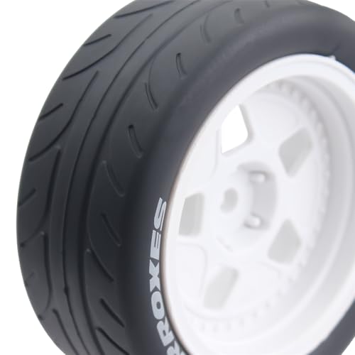 68mm 4PCS 1/10 RC On-Road tires and Hard Plastic wheels set Hex 12mm For WRC Drift Car Conversion 1/10 RC On-Road Car Traxxas Tamiya FW06 TT02 HPI HSP 94122 Kyosho W115 (White) - color: White