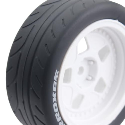 68mm 4PCS 1/10 RC On-Road tires and Hard Plastic wheels set Hex 12mm For WRC Drift Car Conversion 1/10 RC On-Road Car Traxxas Tamiya FW06 TT02 HPI HSP 94122 Kyosho W115 (White) - color: White