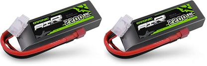 OVONIC 3S Lipo Battery 50C 2200mAh 11.1V Lipo Battery with Dean-Style T Connector for RC Airplane Quadcopter Helicopter FPV Drone (Pack of 2) - size: 1pcs (Pack of 2)