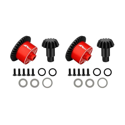 2PCS Diff Differential Case Cover 37t & 13t Gear Compatible with Arrma 1/10 Senton Big Rock Granite 3S BLX Diff Cover Outcast Kraton 4S 1/8 Typhon 3S Mojave Infraction Series Upgrades Part Red - color: Red