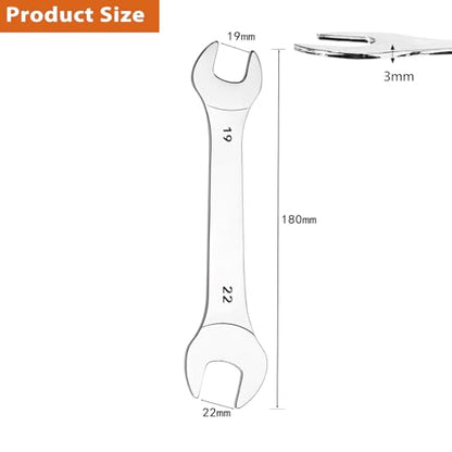 Super-Thin Open End Wrench, 3mm Ultra Thin Open End Wrenches 19 x 22mm Chrome Vanadium Steel Wrench for Tight Spots Repair - size: 19 x 22mm