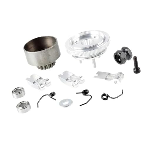 RC Car Repair Kit for HSP for 83013 81020 1/8 Rc Car Alloy Bell Gear Flywheel 14T Clutch Shoe for Spring Bearing Set Upgrade Parts - color: Silver
