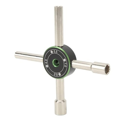 Mini Wrench, 4/5.5/7/8mm Stainless Steel Universal Lock Nut Cross Wrench Cabinet Key 4 Way Hexagon Socket Spanner Valve RC Car Maintenance (Green)