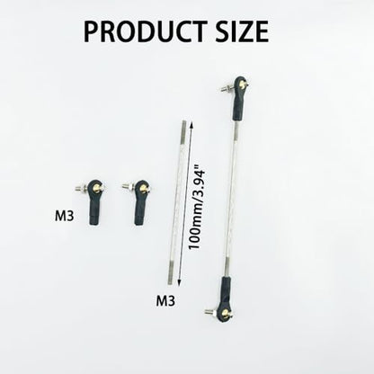 2PCS RC Toy Push Rod Adjustable Tie Rods Ball Head Joint Servo Linkage Link Rod for RC Airplane Helicopter Car Boat DIY Model Toy Parts (M3x100mm) - style: M3x100mm