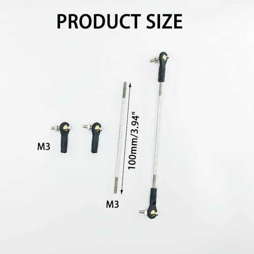 2PCS RC Toy Push Rod Adjustable Tie Rods Ball Head Joint Servo Linkage Link Rod for RC Airplane Helicopter Car Boat DIY Model Toy Parts (M3x100mm) - style: M3x100mm