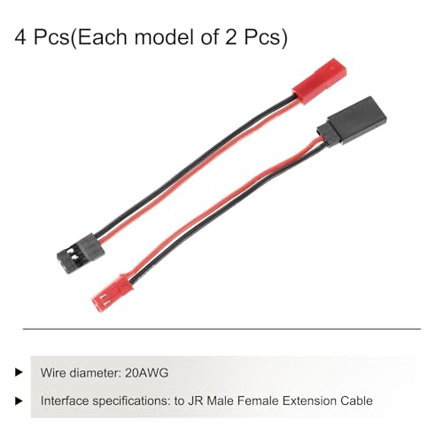 MECCANIXITY Battery Balance Plug Connector Cable JR Male Female Extension Cable Leads Extension Cable for RC Car Airplanes Remote Control 4Pcs