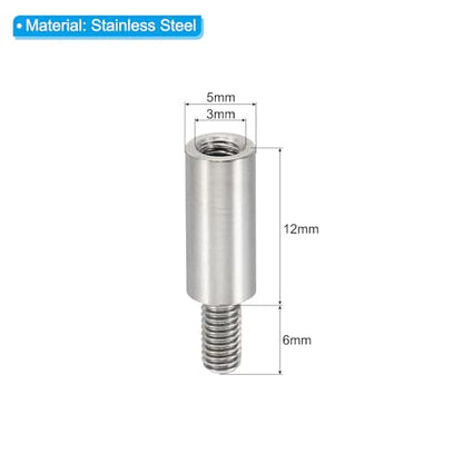 PATIKIL 24pcs M3 Standoffs, M3 12+6mm Spacer Standoffs Steel Threaded Standoffs Screws Kit 3mm ID 5mm OD Metric Male Female Thread Adapters for Circuit Board PCB RC Drones Motherboard - size: 12+6mm L