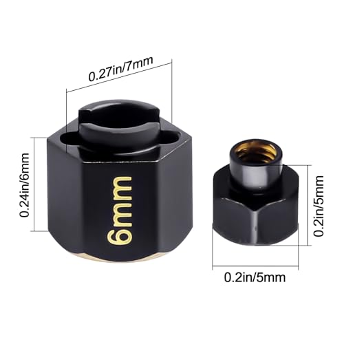 HobbyPark Brass Hex Extension for TRX4M Upgrades Parts Extended Wheel Hex Hubs Extenders Offset Spacers 1/18 RC Crawler Replacement of 9750 (6mm) - size: 6mm