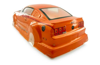 Preprinted PVC Body Shell for 1/10 On Road Racing Drift Car, No Cut, 1:10 Scale (Ford Mustang, Yellow) - style: Ford Mustang, Yellow
