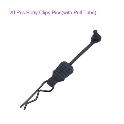 DMiotech 20Pcs Body Clips Pins with Pull Tabs, Black Universal RC Cars Parts Shell Replacement Parts for 1/10 1/12 Scale RC Car
