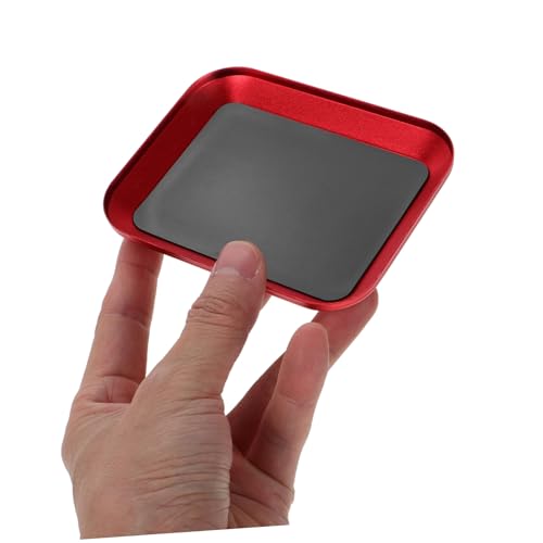 2 Pcs Magnetic Screw Tray Aluminum Alloy Small Parts Storage Plate Red for Rc Model Screws Nuts Bolts Pins Organizer Tool Tray